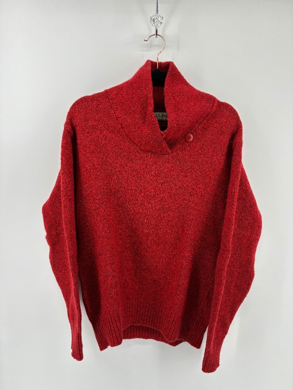 Vintage 85% Wool Blend L.L. Bean Vibrant Red Knit Sweater